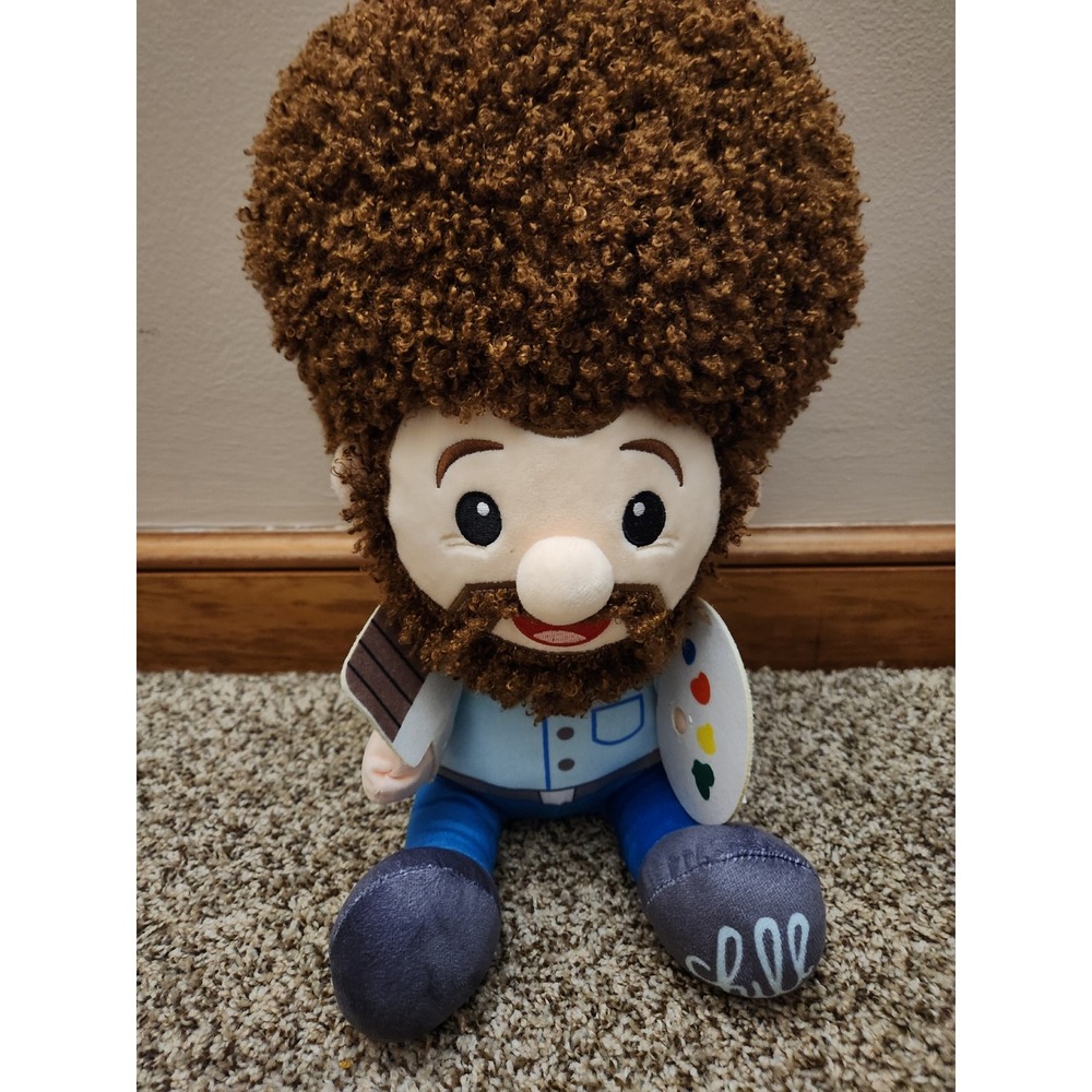 Bob‎ Ross Plush 10 Inch Stuffed Figure Painter with Palette Brush and Chill Foot